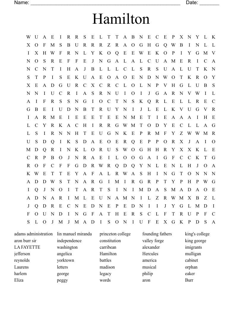 Hamilton Word Search
