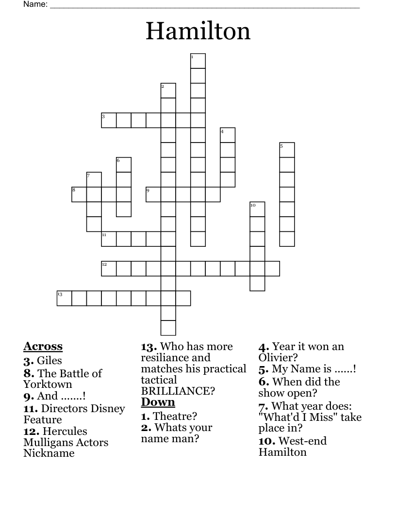 Hamilton Crossword