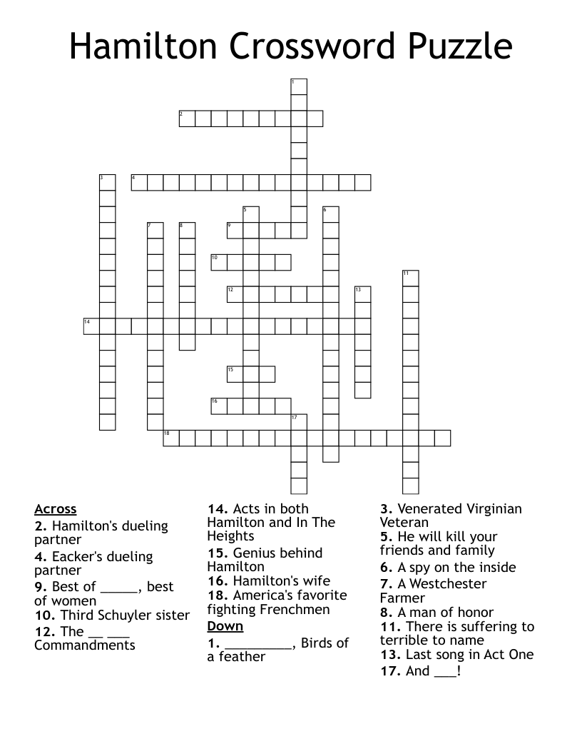 Hamilton Crossword Puzzle