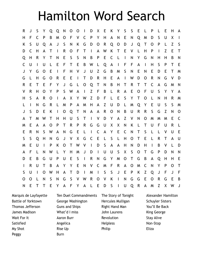 Hamilton Word Search