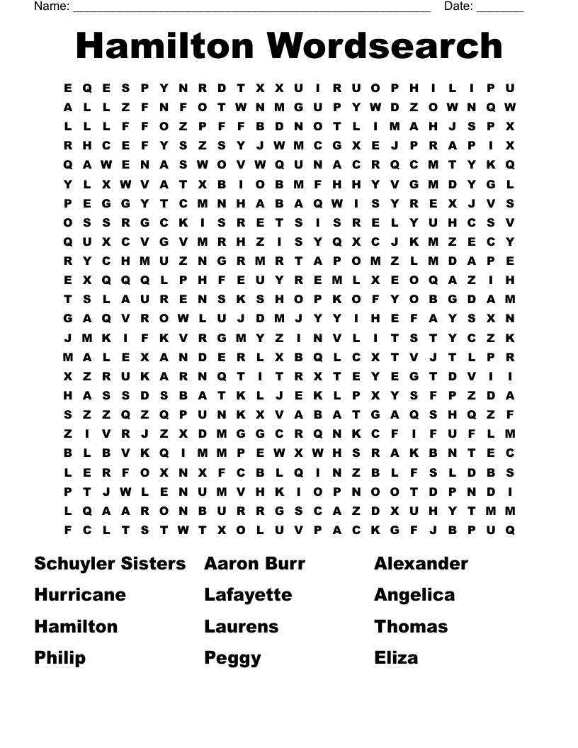 Hamilton Wordsearch