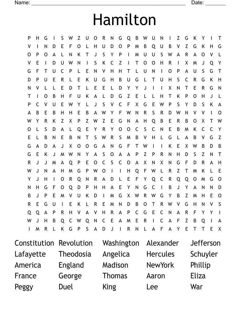 Hamilton  Word Search