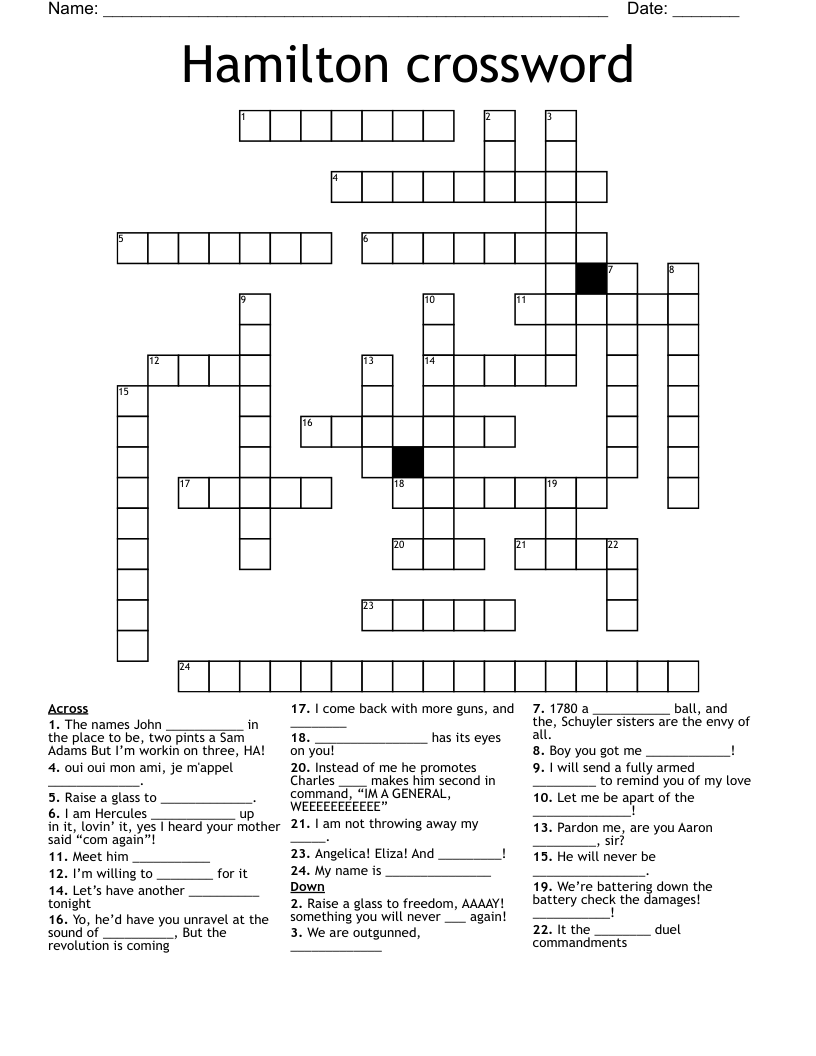Hamilton crossword