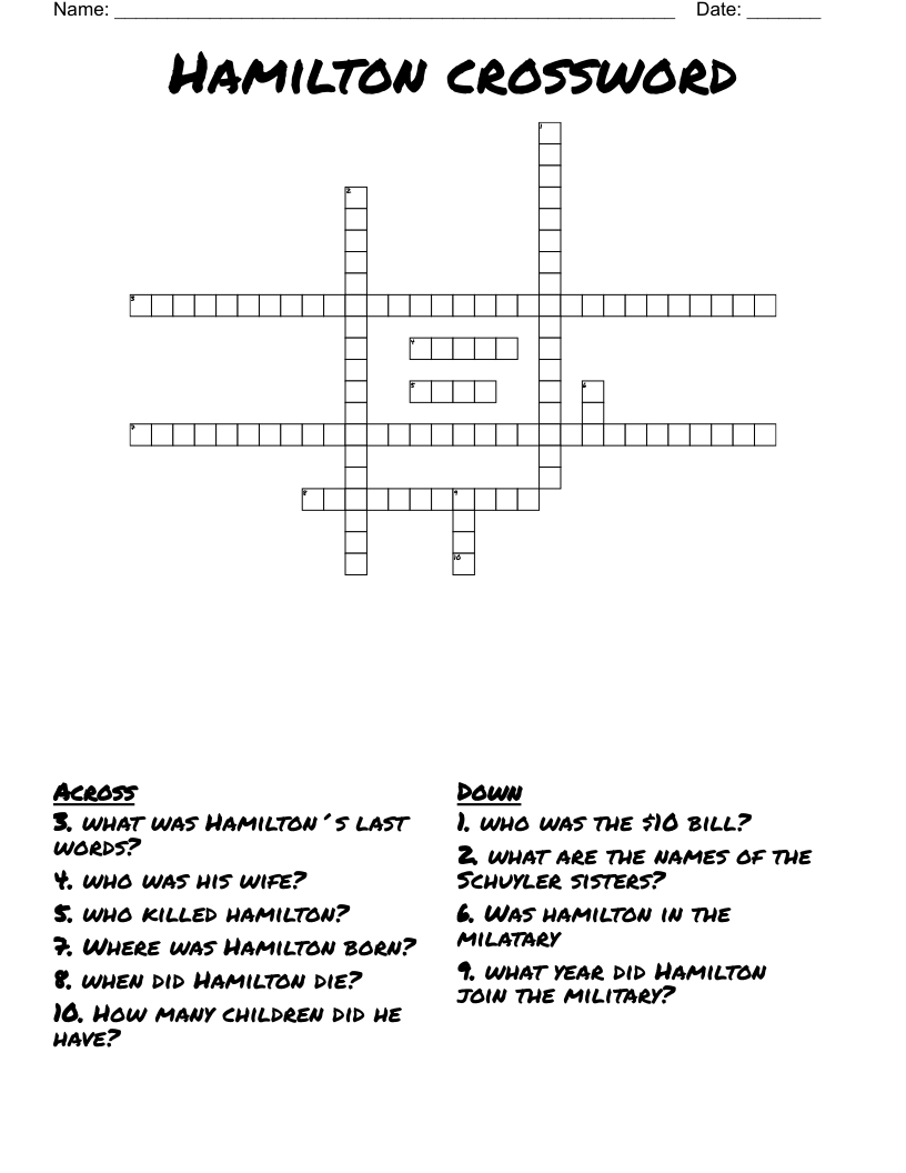 Hamilton crossword