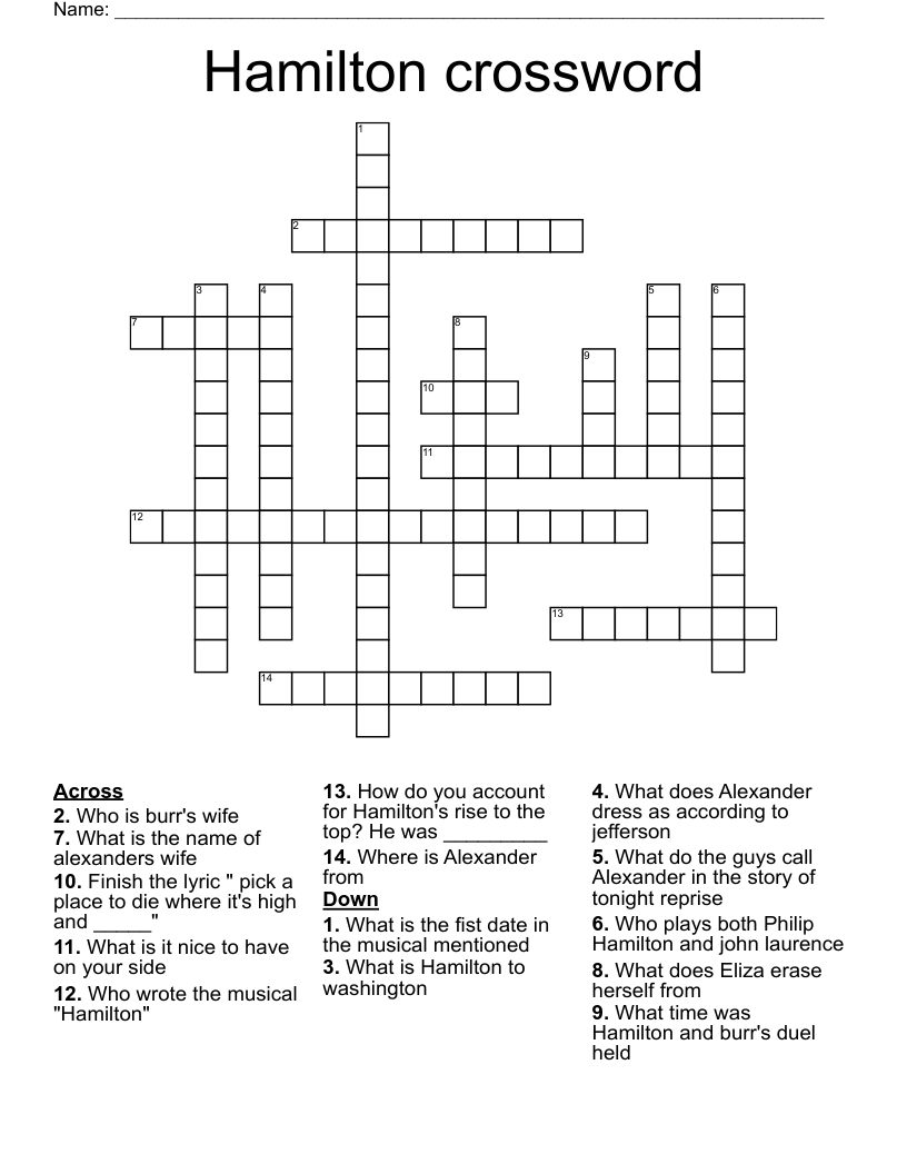 Hamilton crossword 