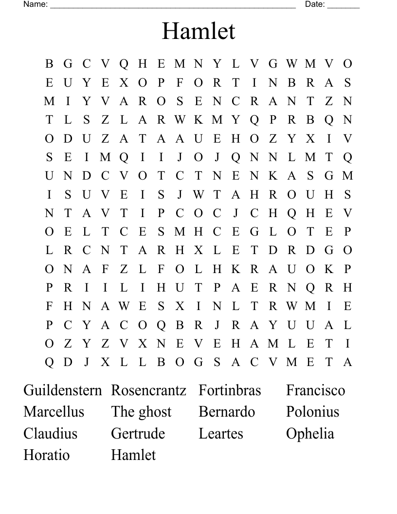 Hamlet Word Search