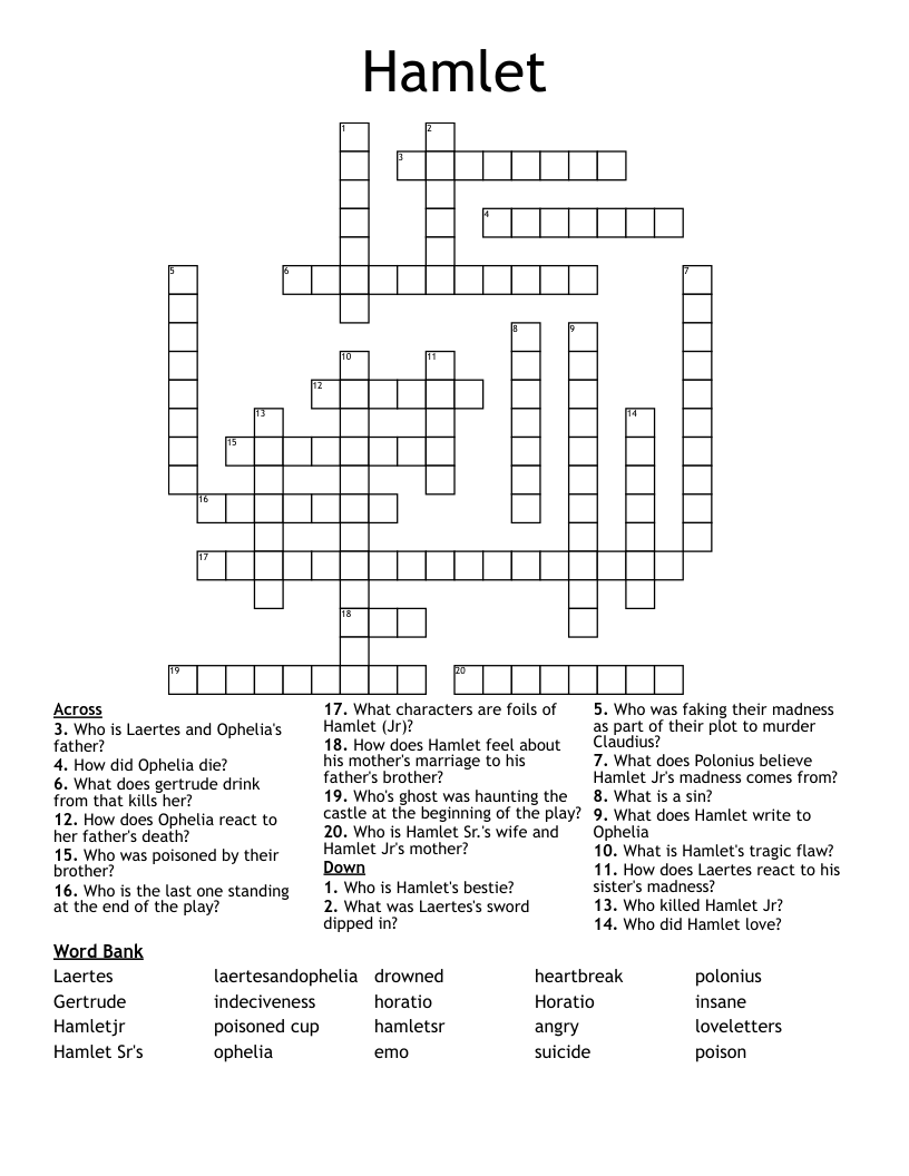 Hamlet Crossword