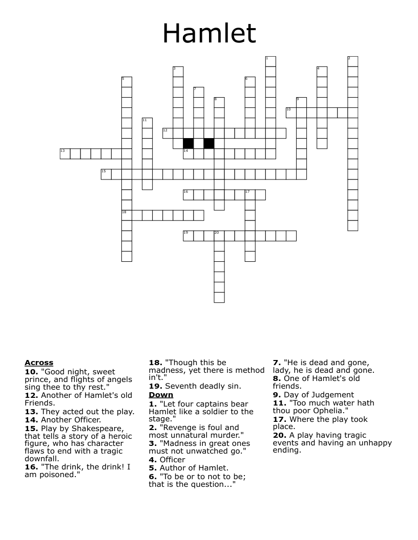 Hamlet Crossword