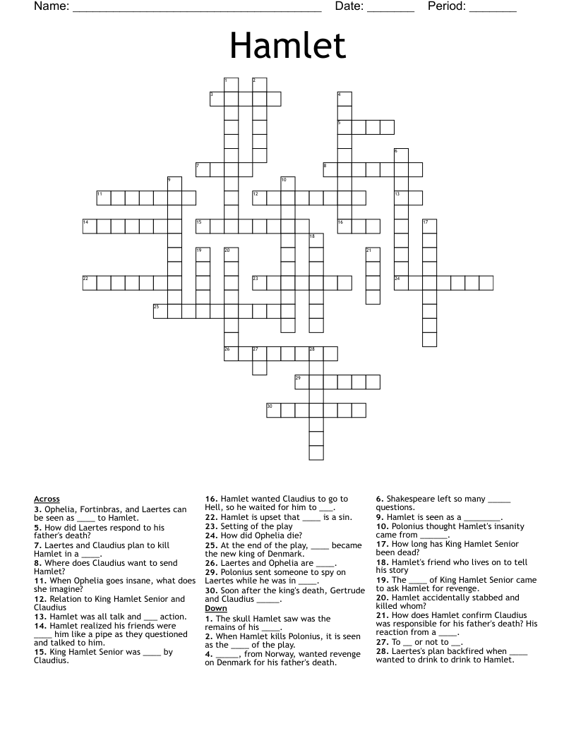 Hamlet Crossword