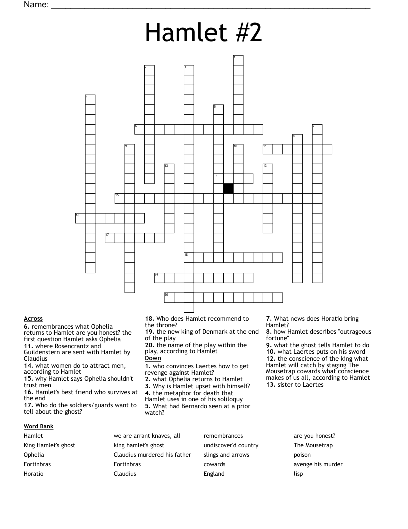 Hamlet #2  Crossword