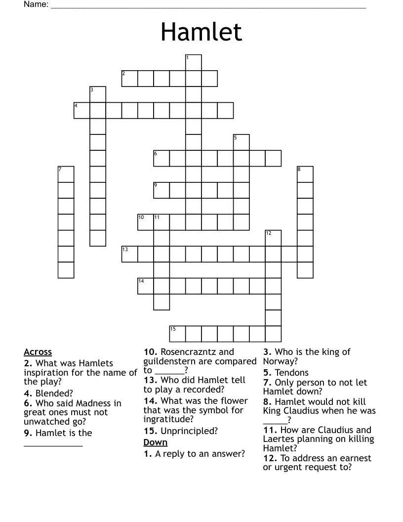 Hamlet Crossword