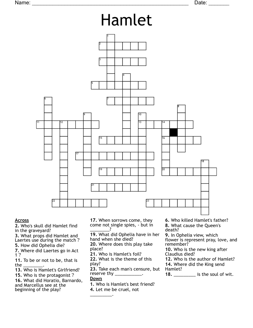 Hamlet Crossword