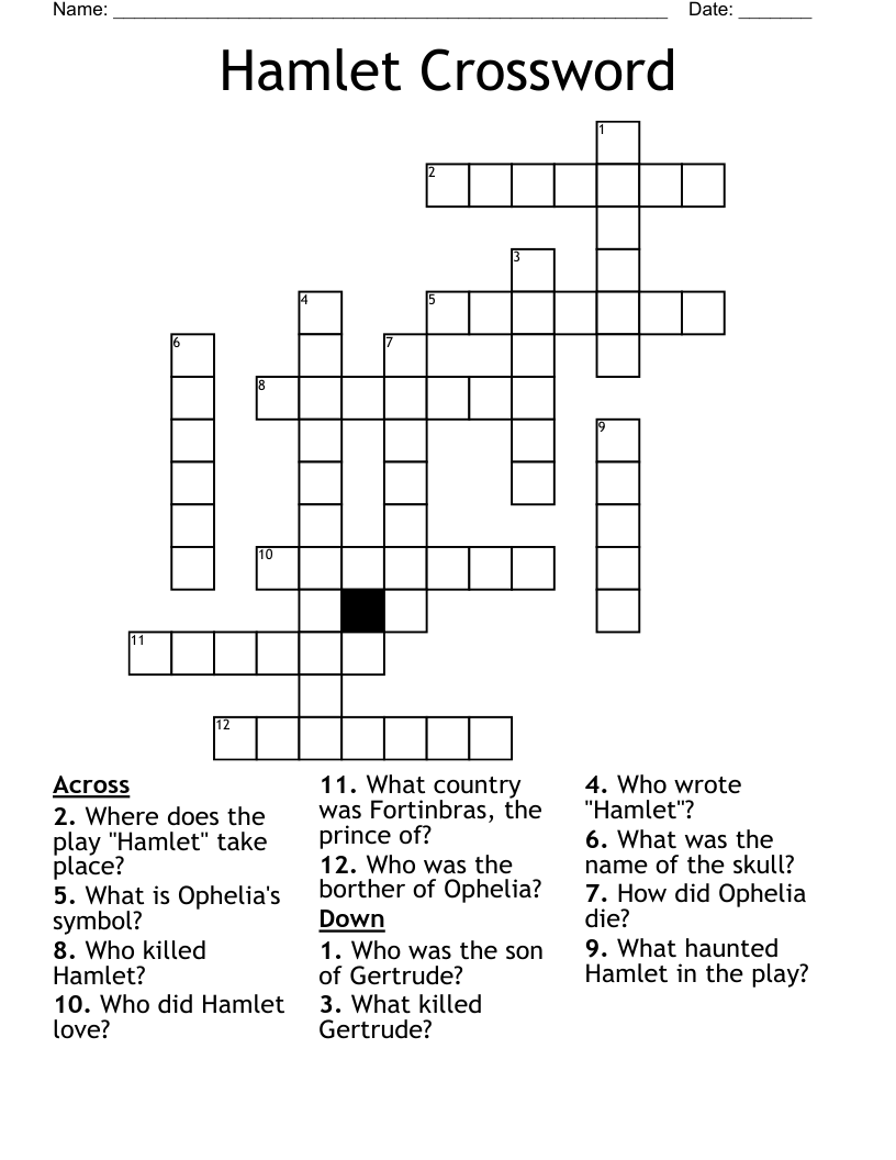 Hamlet Crossword
