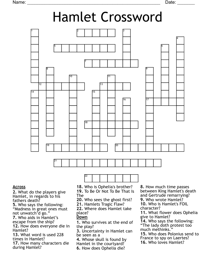 Hamlet Crossword