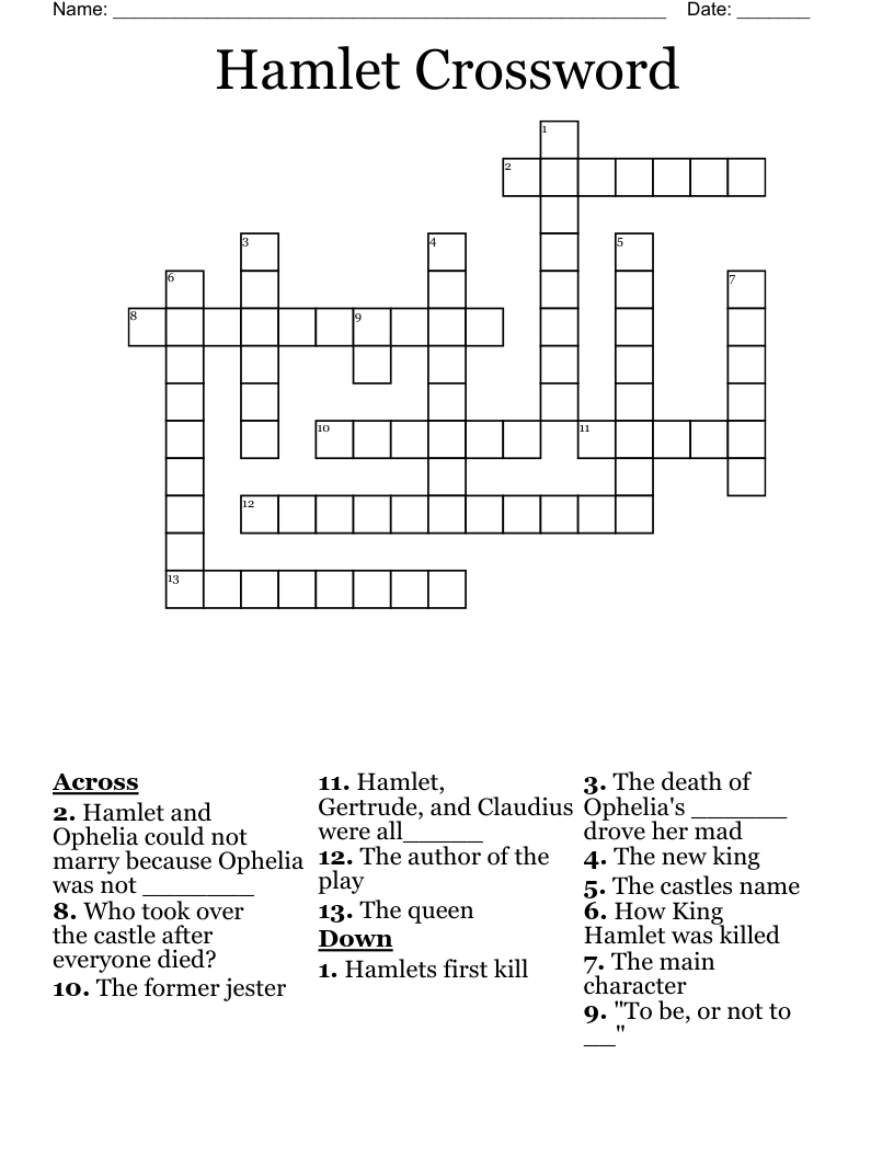Hamlet Crossword