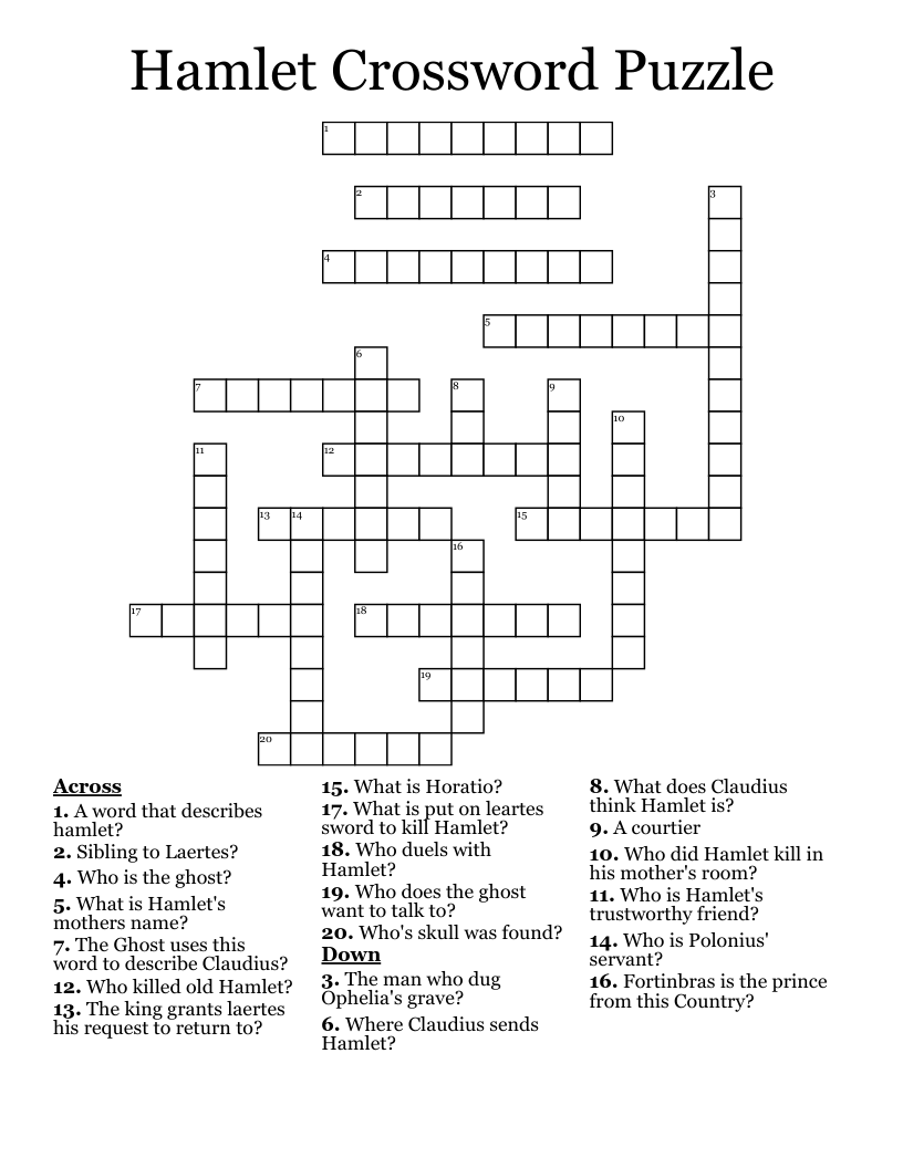Hamlet Crossword Puzzle