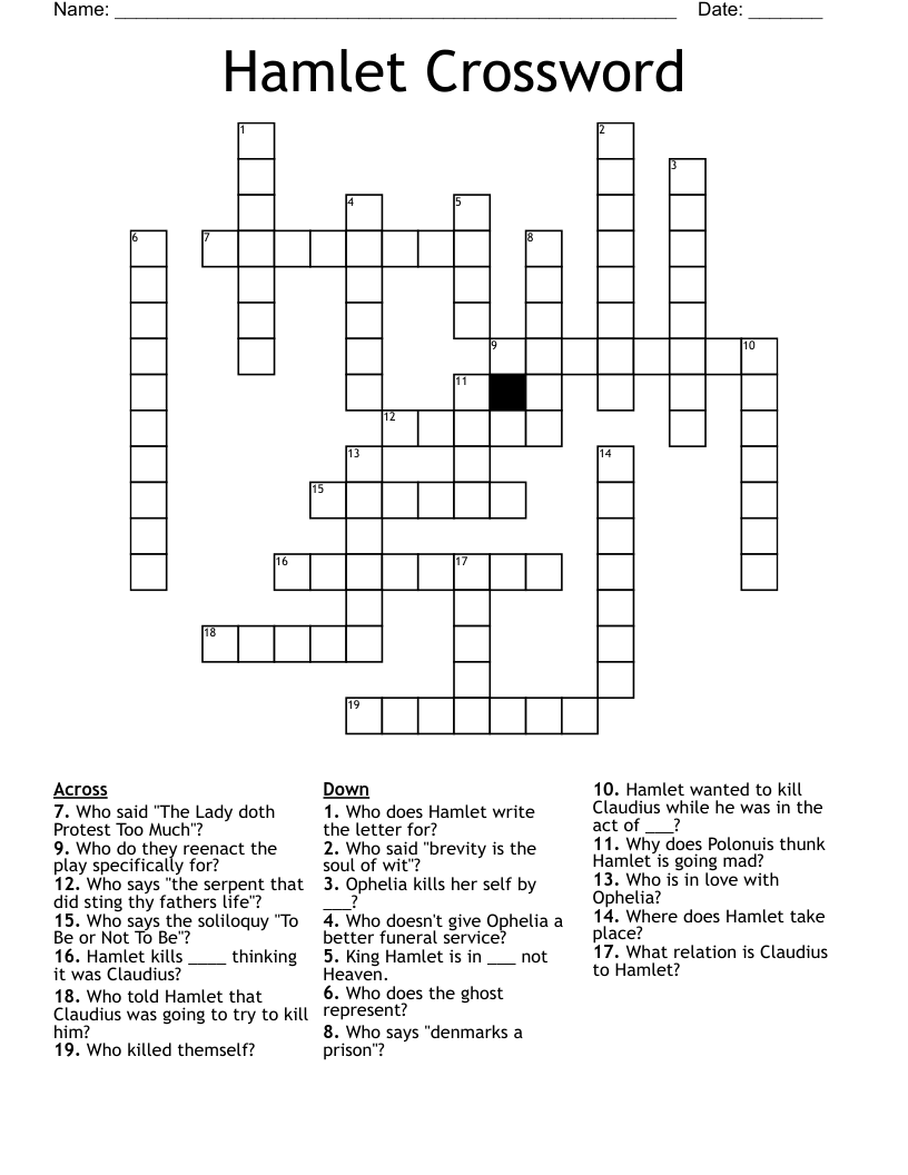 Hamlet Crossword 