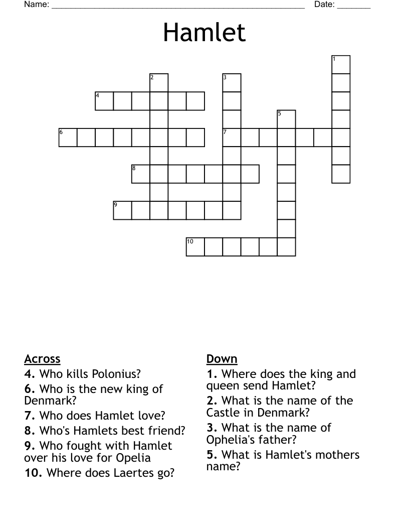 Hamlet  Crossword