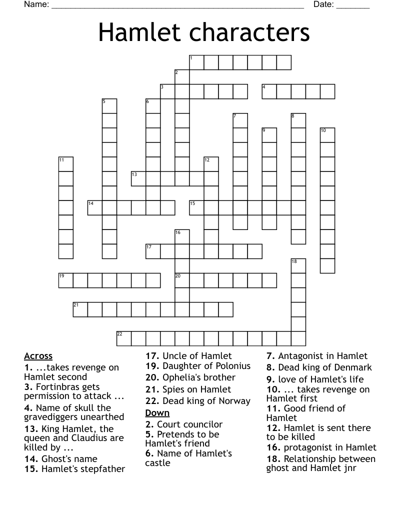 Hamlet characters Crossword