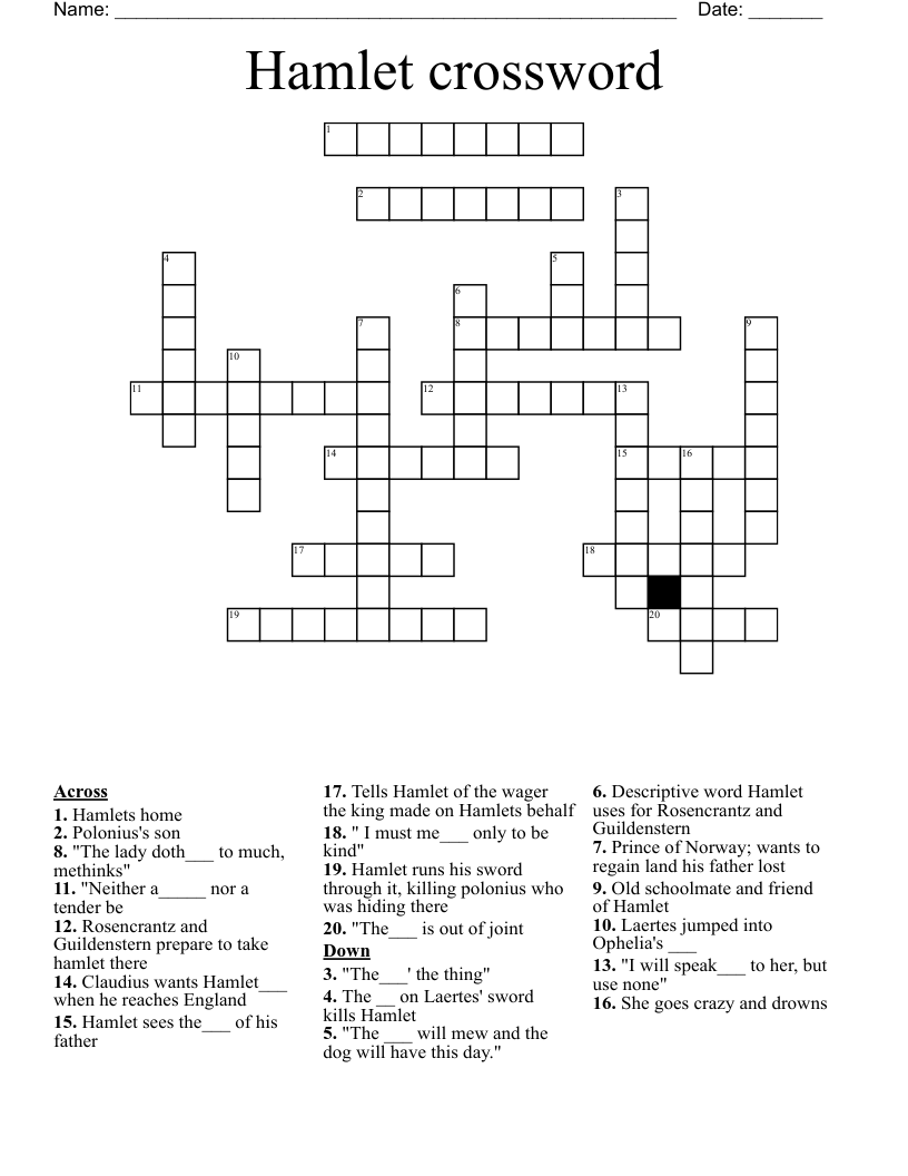 Hamlet crossword