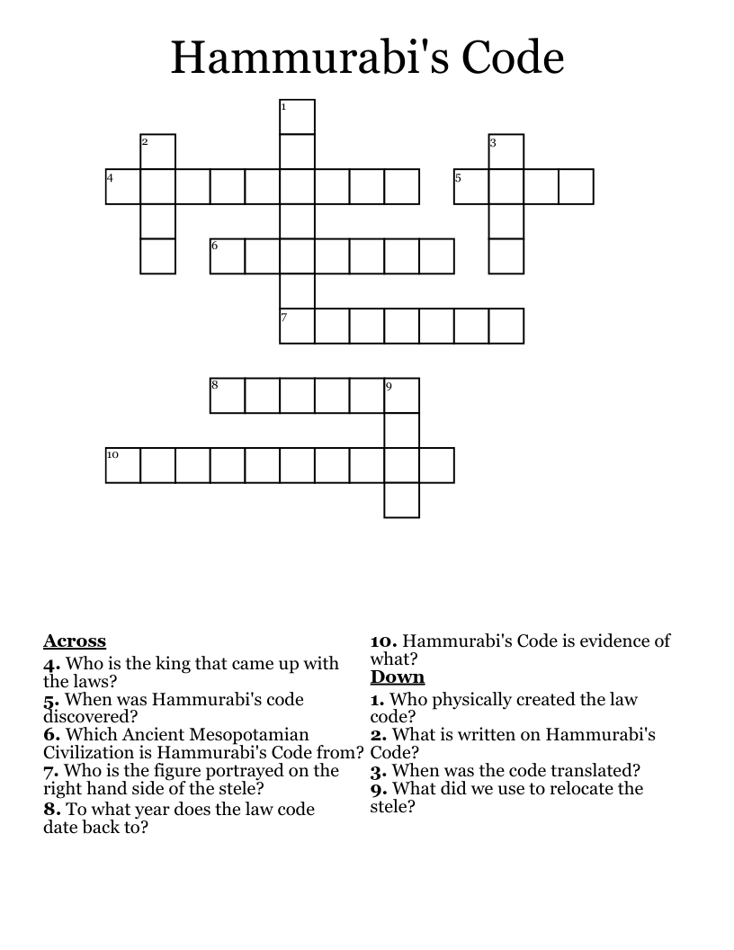 Hammurabi's Code Crossword