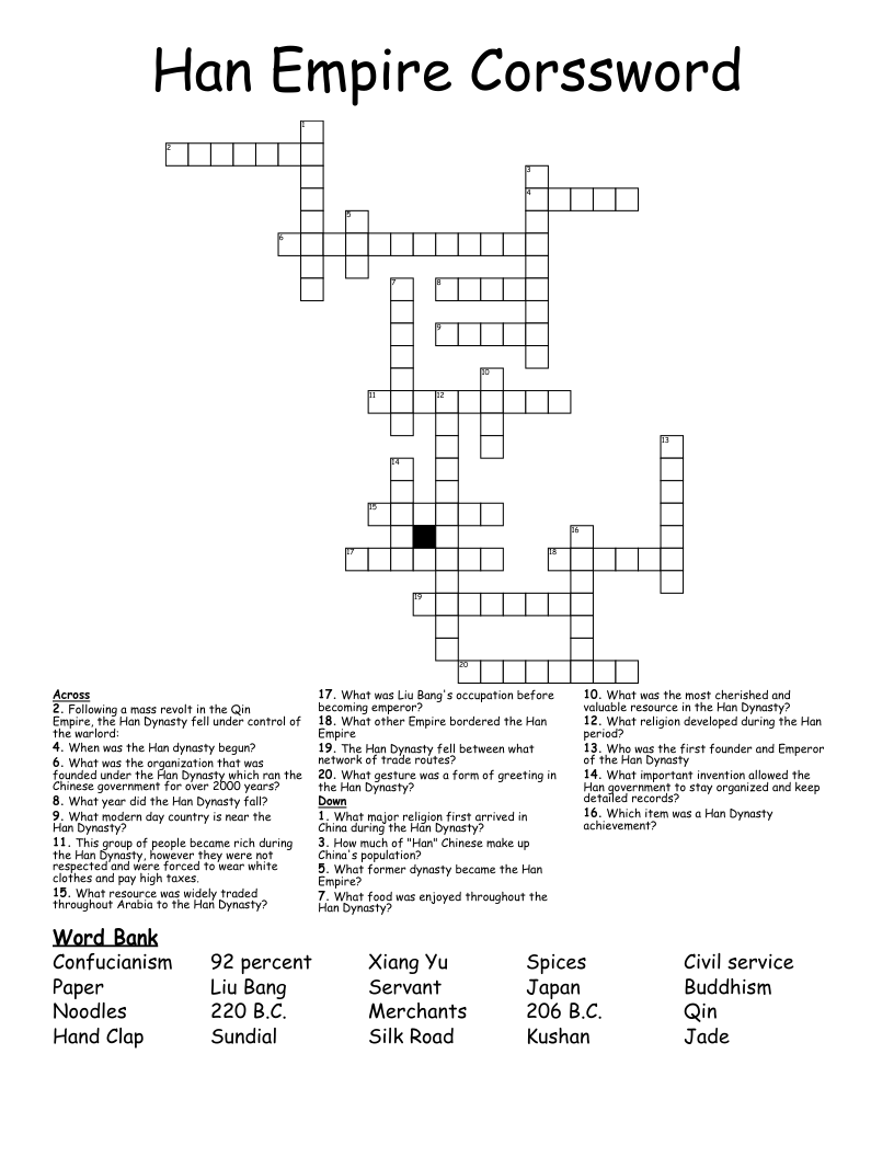 Han Empire Corssword Crossword