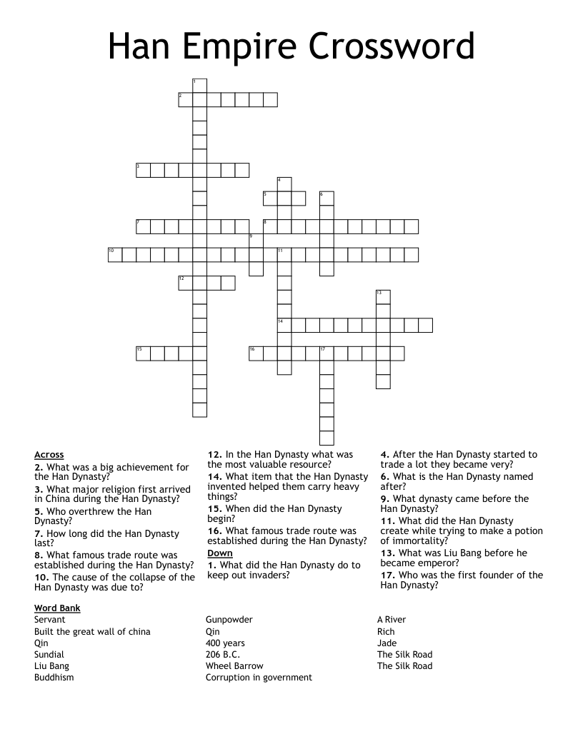Han Empire Crossword