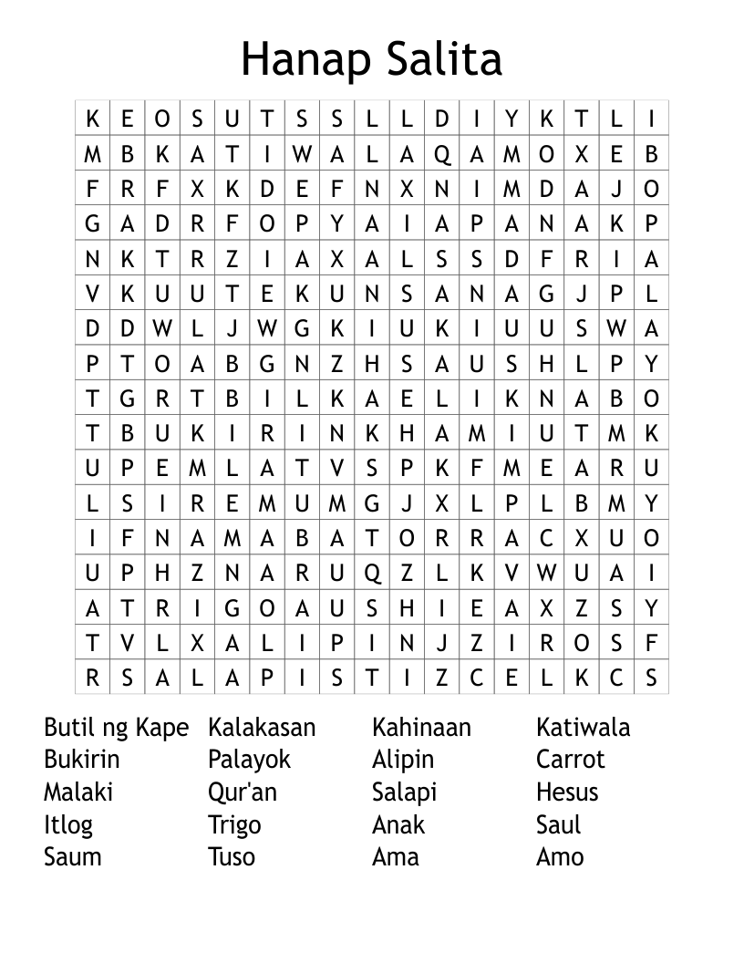 Hanap Salita Word Search