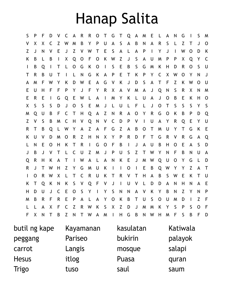 Hanap Salita Word Search
