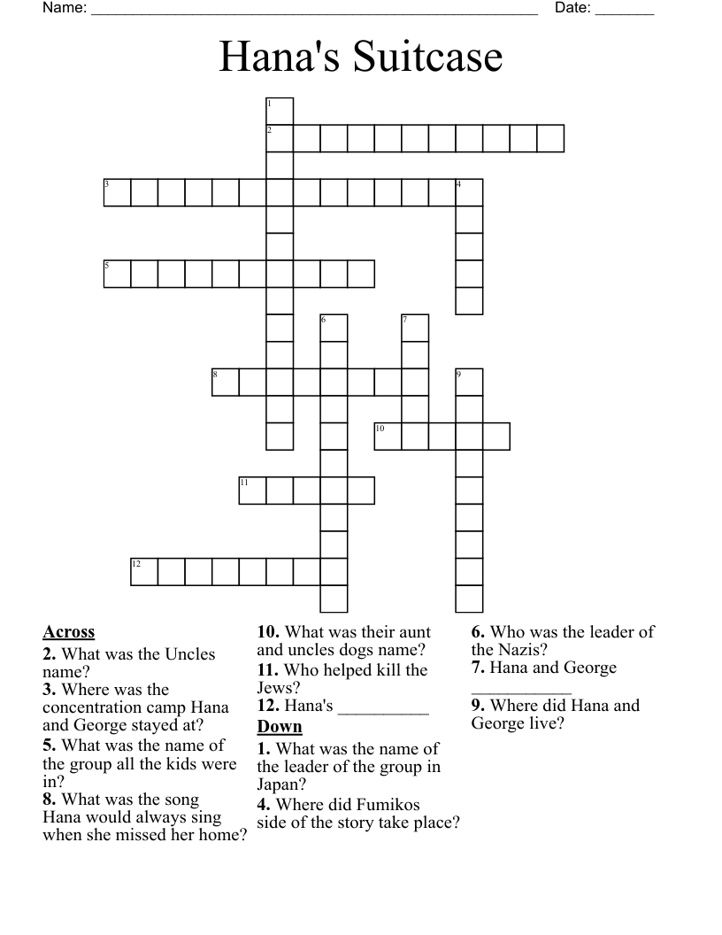 Hana's Suitcase Crossword