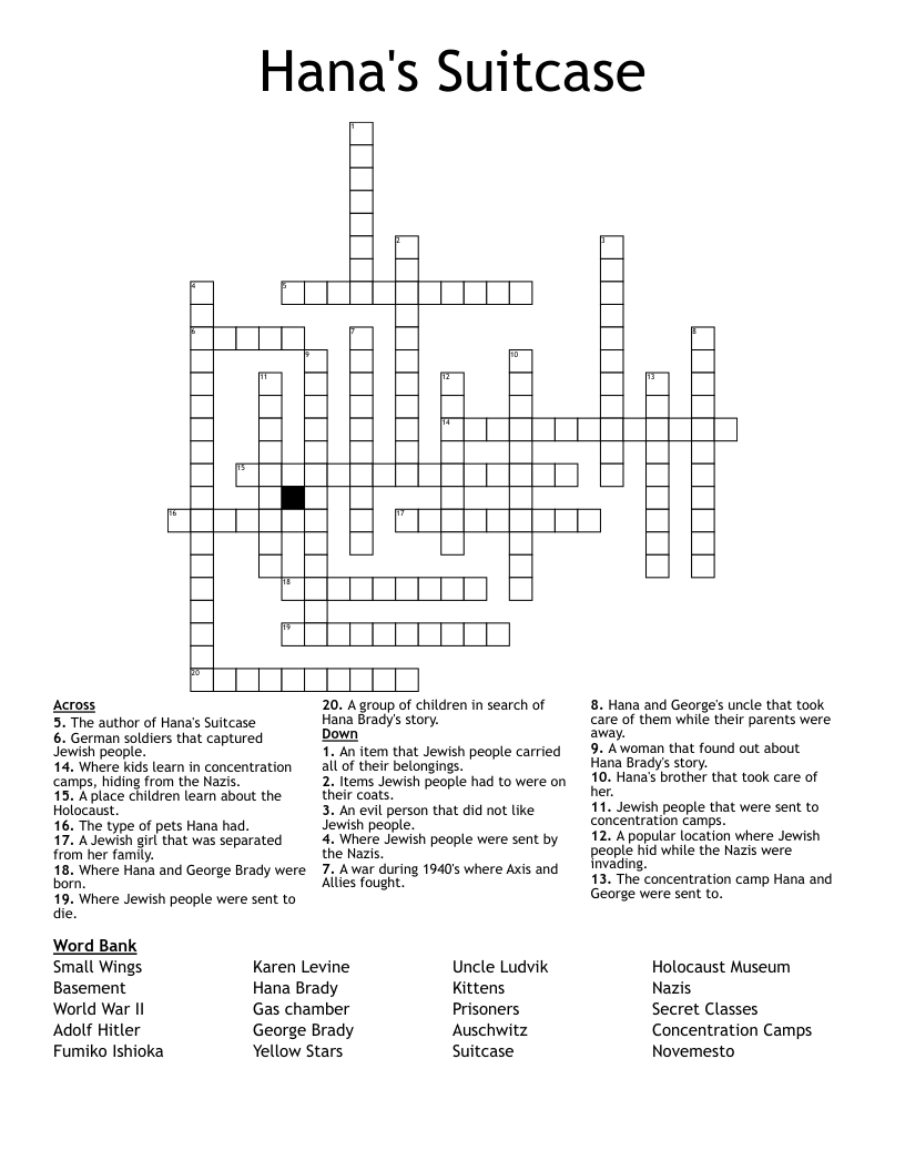 Hana's Suitcase Crossword