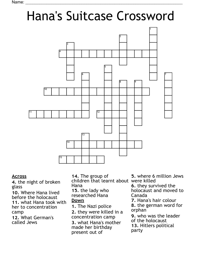 Hana's Suitcase Crossword 