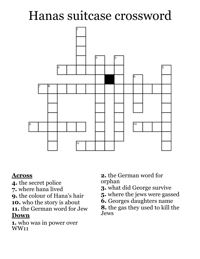 Hanas suitcase crossword