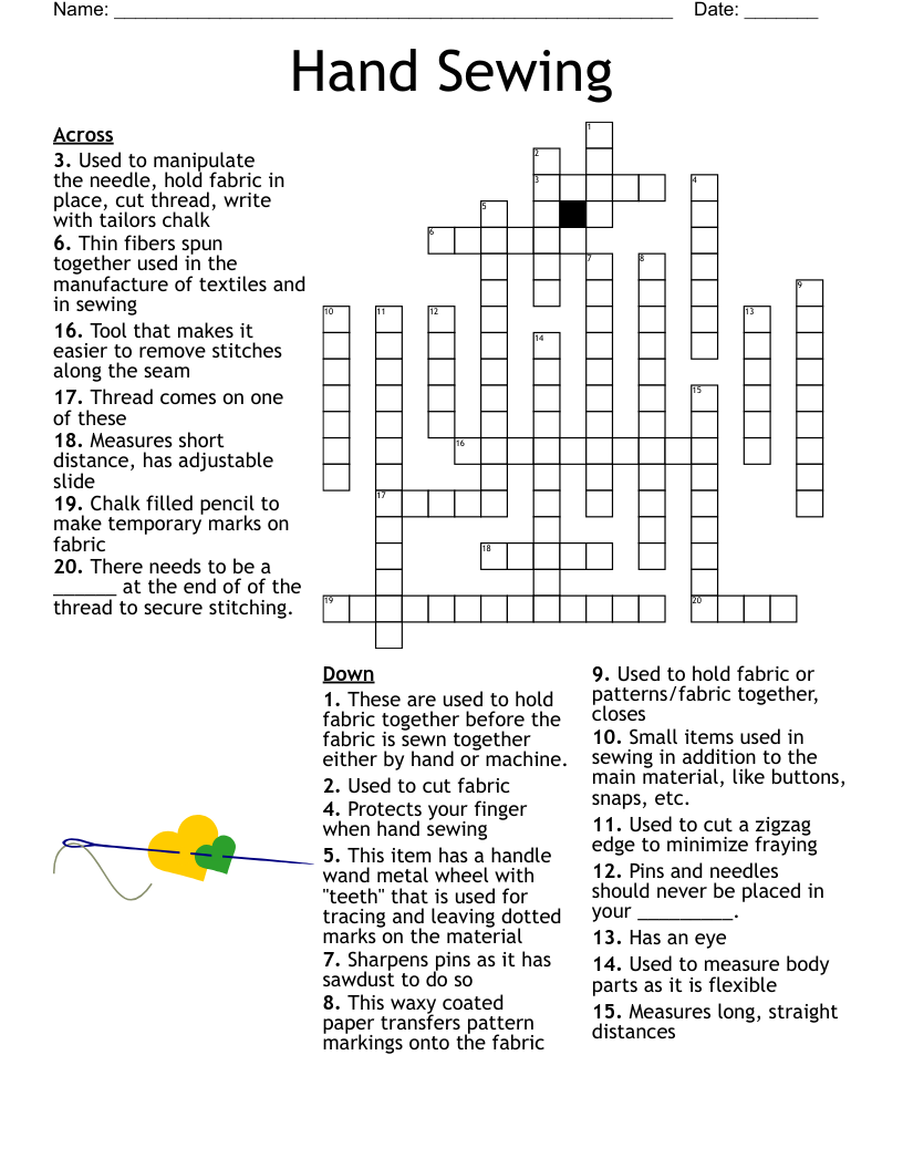 Hand Sewing Crossword