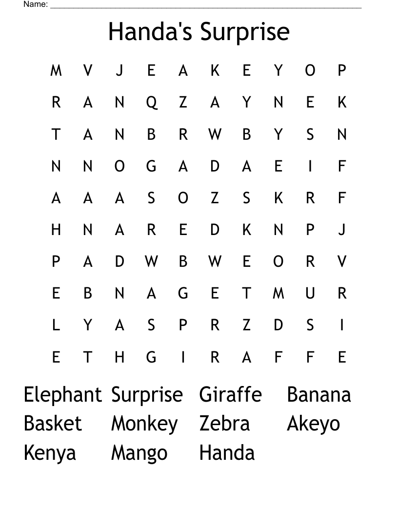 Handa's Surprise Word Search
