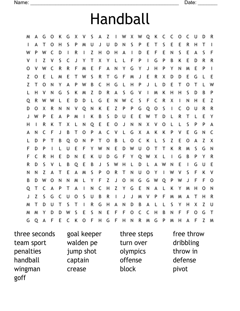 Handball Word Search