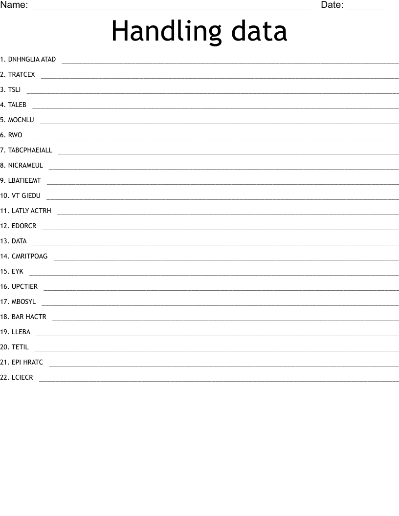 Handling data Word Scramble