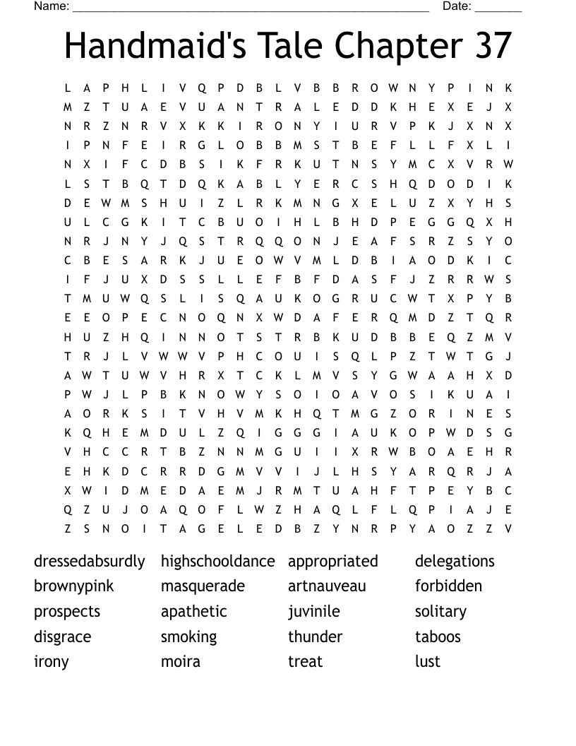 Handmaid's Tale Chapter 37 Word Search