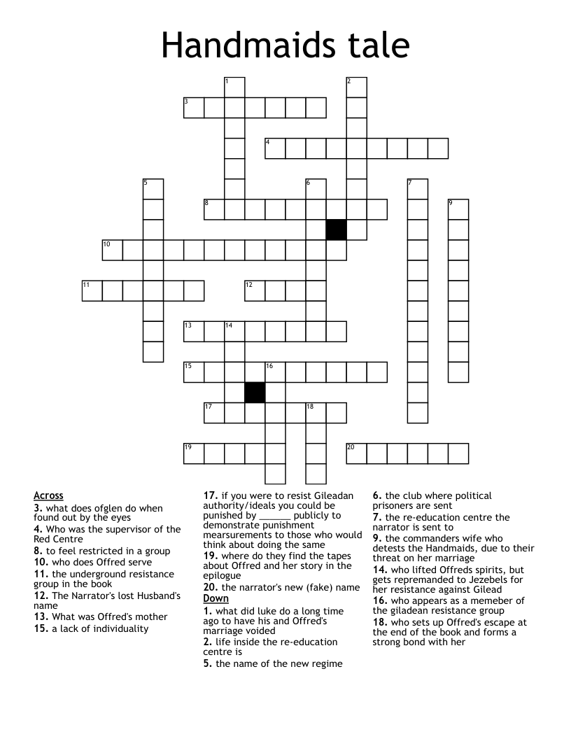 Handmaids tale  Crossword