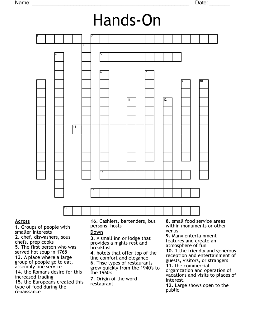Hands-On Crossword