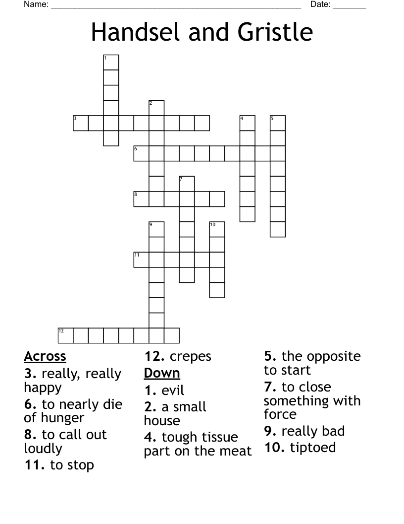 Handsel and Gristle Crossword