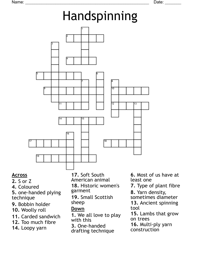 Handspinning Crossword