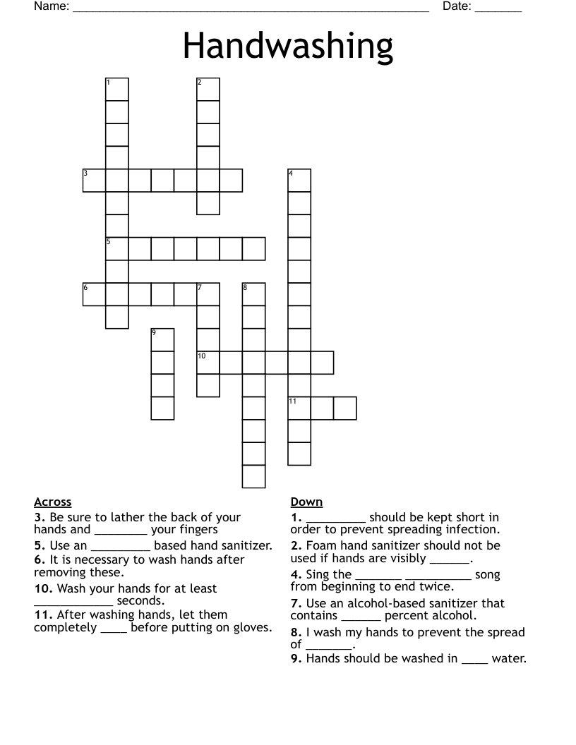 Handwashing Crossword