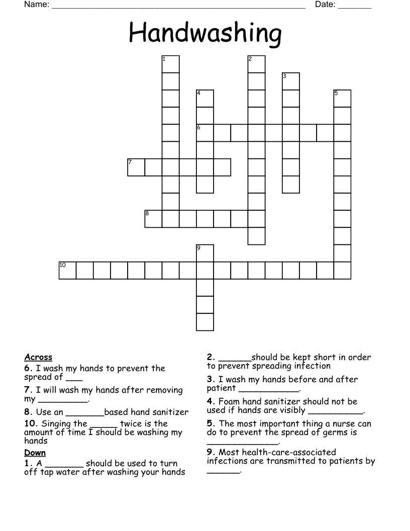 Handwashing Crossword