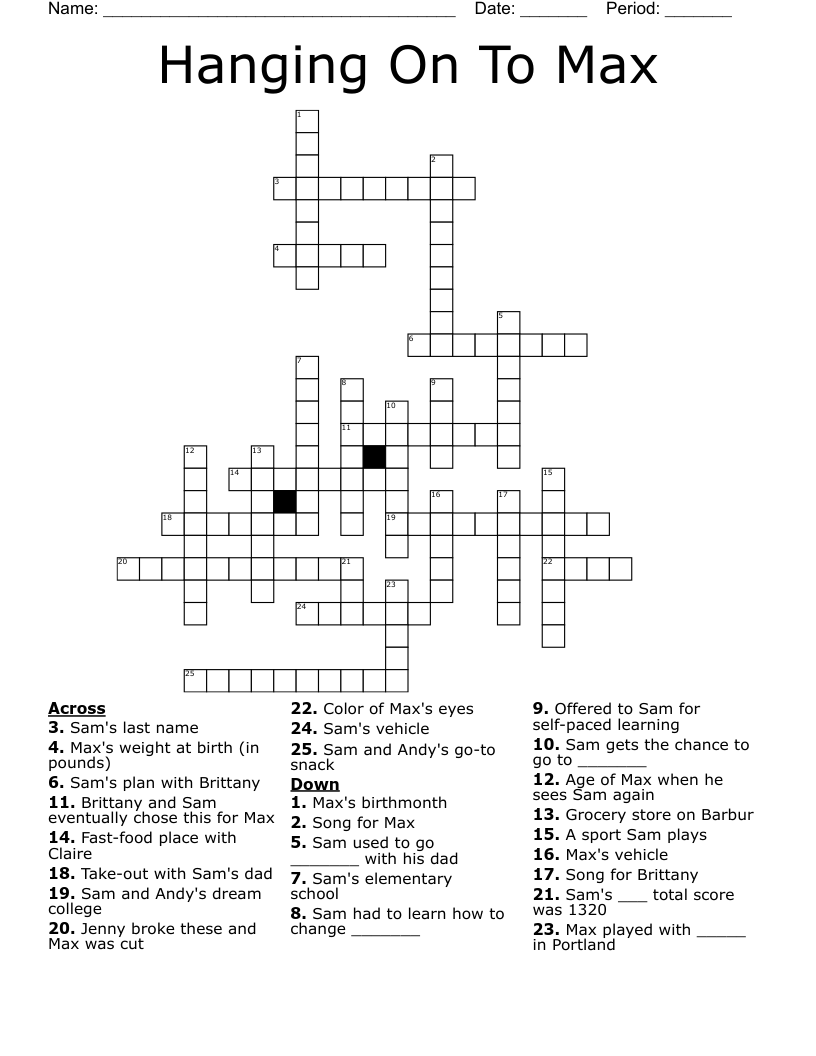 Hanging On To Max Crossword
