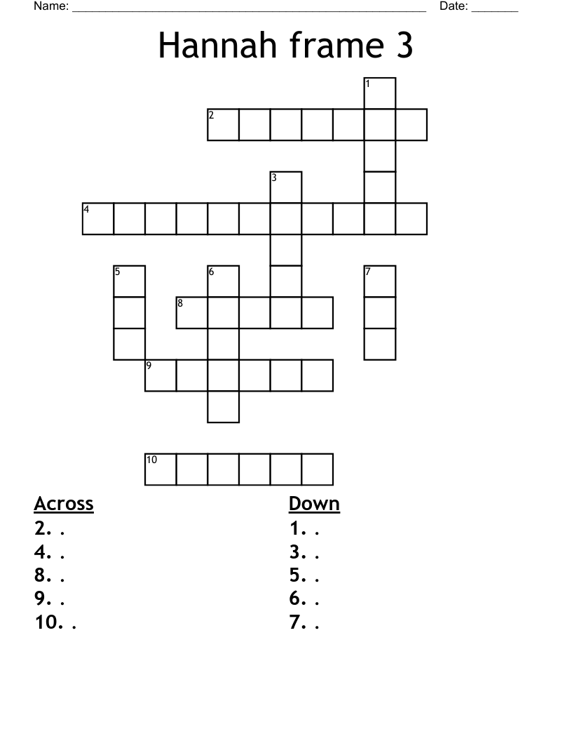 Hannah frame 3  Crossword