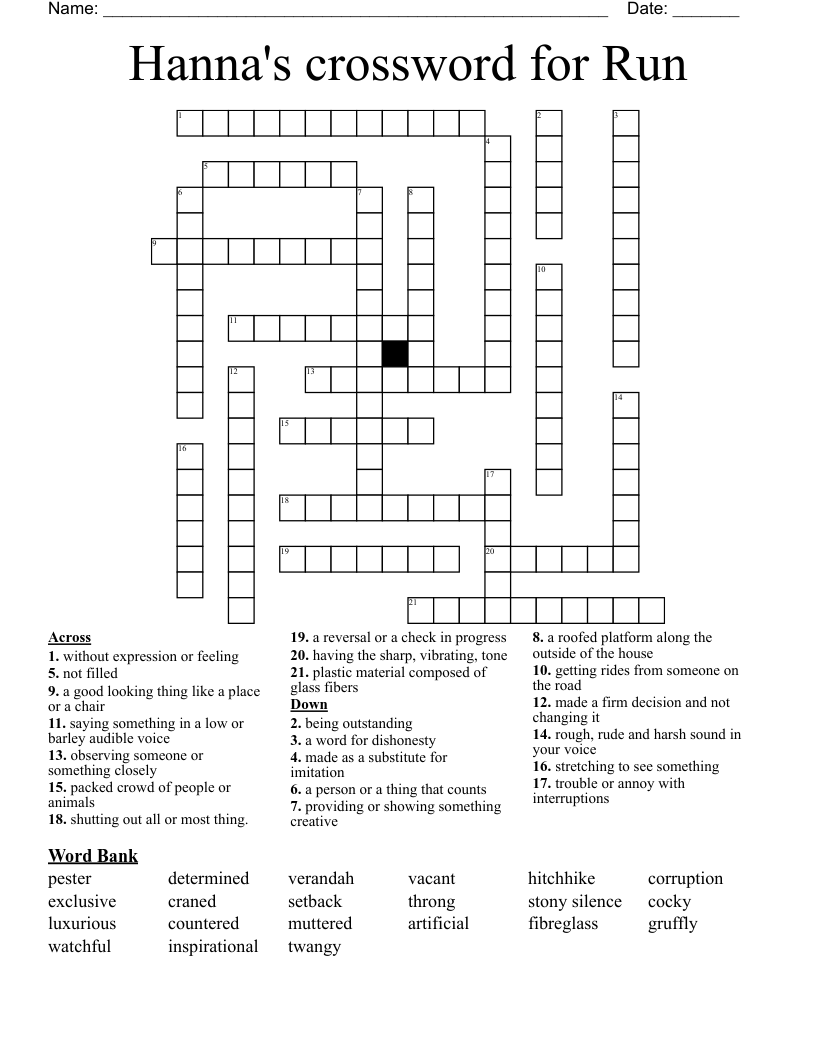 Hanna's crossword for Run