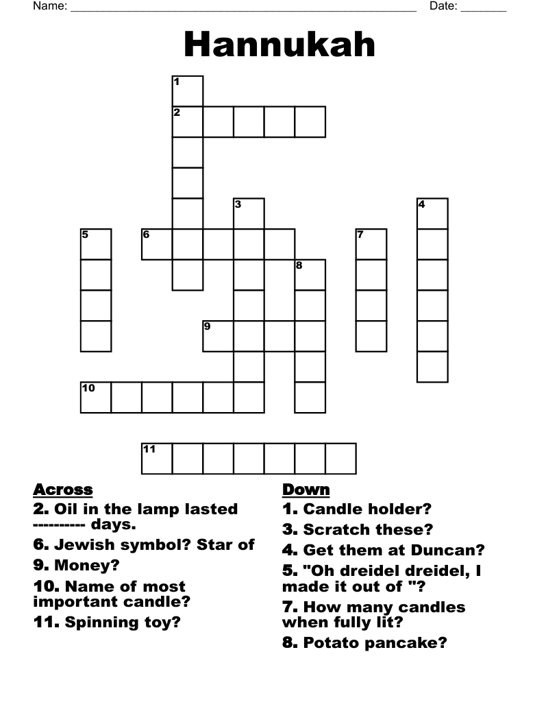 Hannukah Crossword