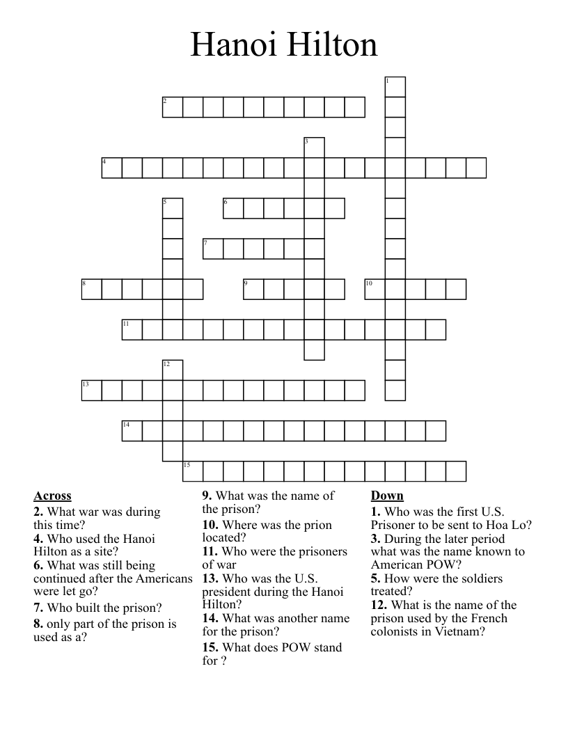 Hanoi Hilton Crossword