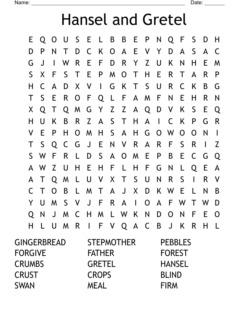 Hansel and Gretel Word Search